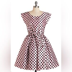 Pink Polka Dot Bow Party Dress -from ModCloth